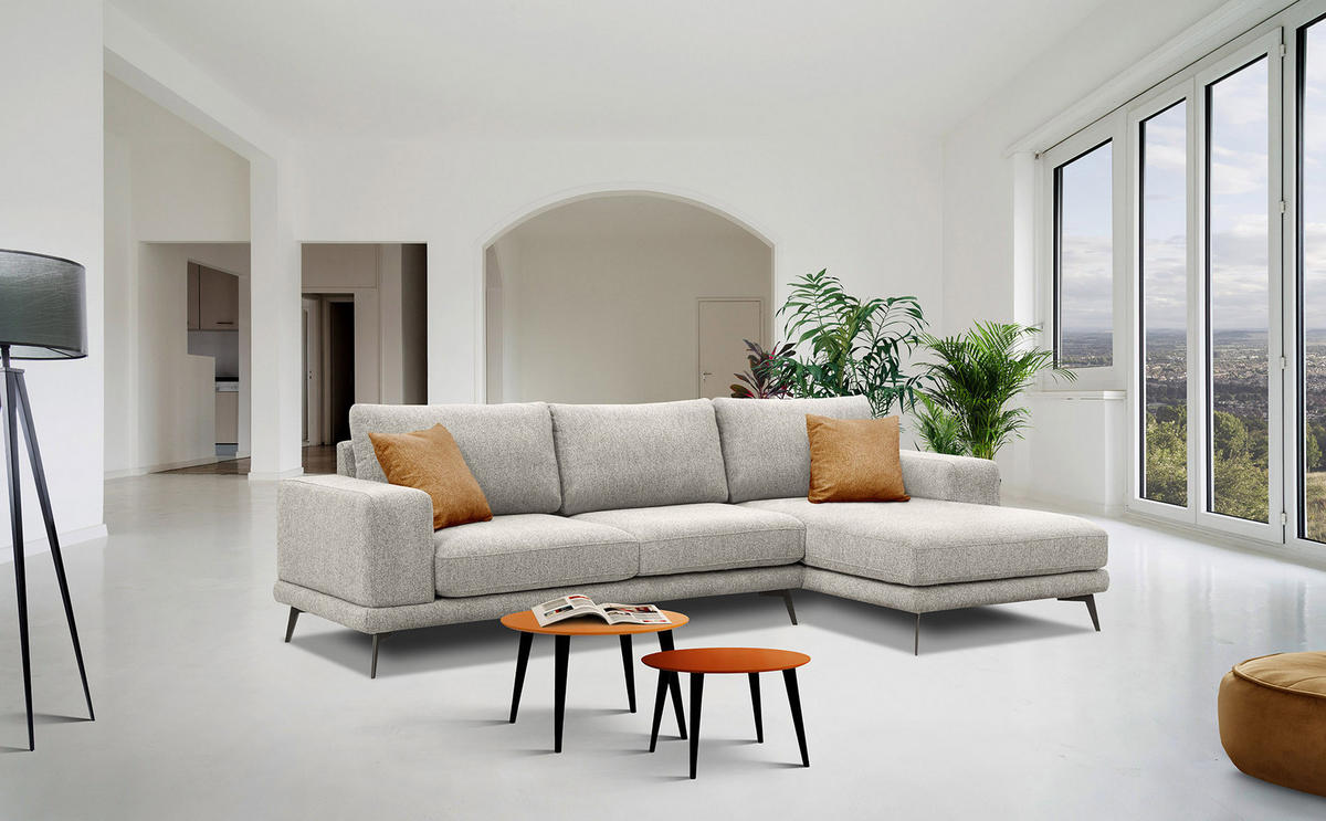 ECKSOFA MEDIOLANE 4-Sitzer, hellgrau - Hellgrau, Holzwerkstoff/Textil (282/219cm) - Courtois Laville