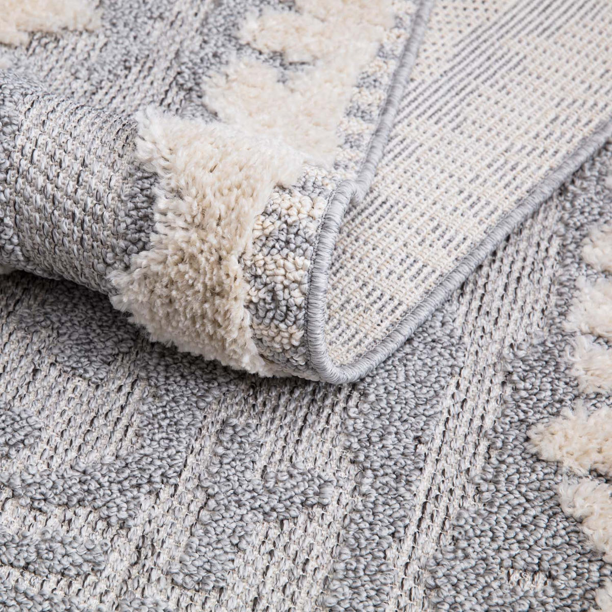 KURZFLOR-TEPPICH Valencia 908 Creme/ Graublau 120x170 cm - Blau/Creme, Textil (120/170cm) - carpet city
