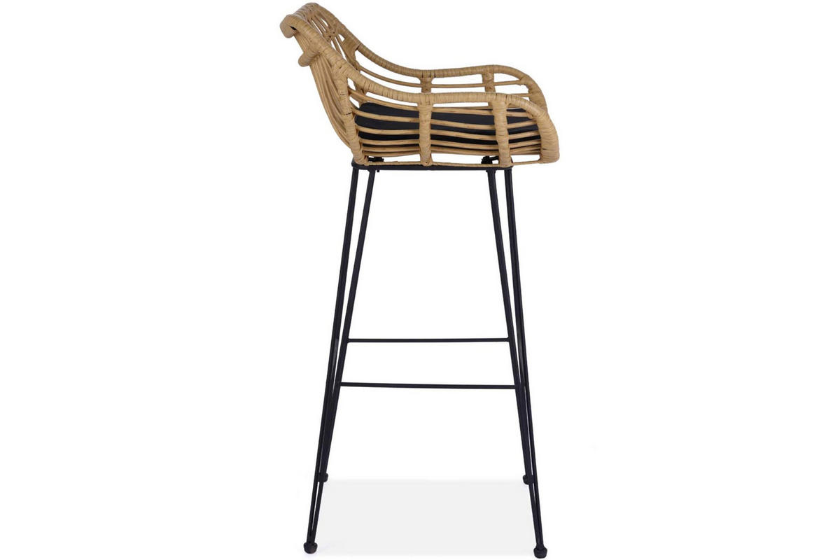 BARHOCKER BERIDIS Boho, schwarz/beige - Beige/Schwarz, Kunststoff (104/41/47cm) - KONSIMO®