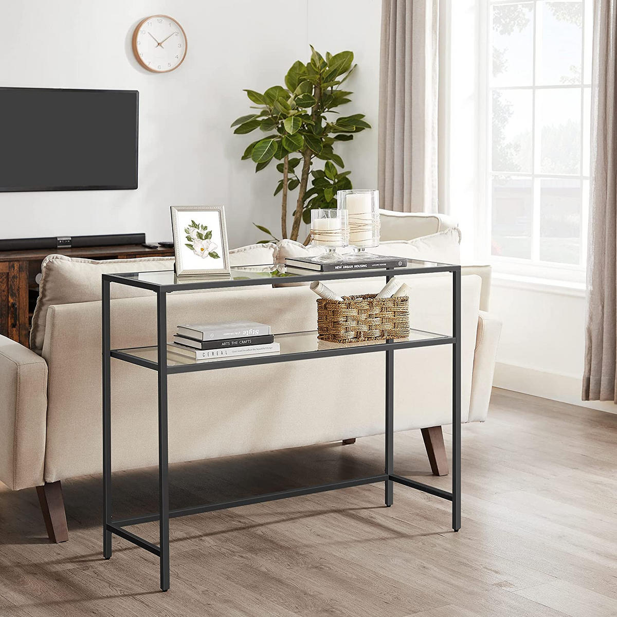 KONSOLENTISCH BEISTELLTISCH - Schwarz, Metall (100/35/80cm) - Hansiro