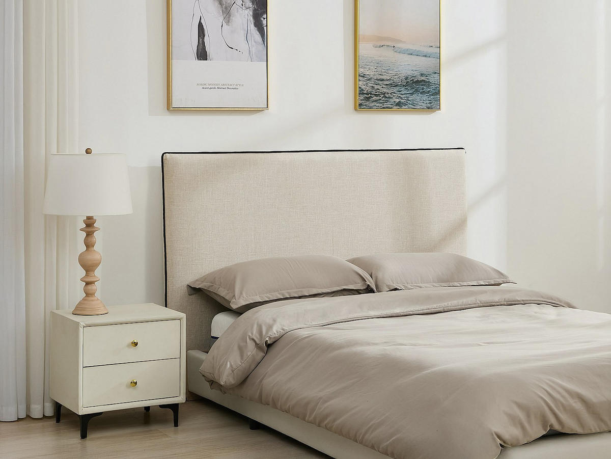 BETTKOPFTEIL - 2 -Sitzer - Leinen - schwarz, beige - CHESMA - Beige, Textil (149/110/8cm) - Vente-Unique