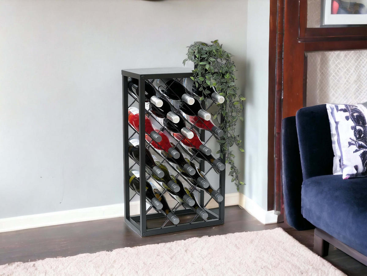 WEINREGAL für 20 Flaschen Metall Schwarz 68 cm - Schwarz, Metall (40/68/22cm) - DanDiBo