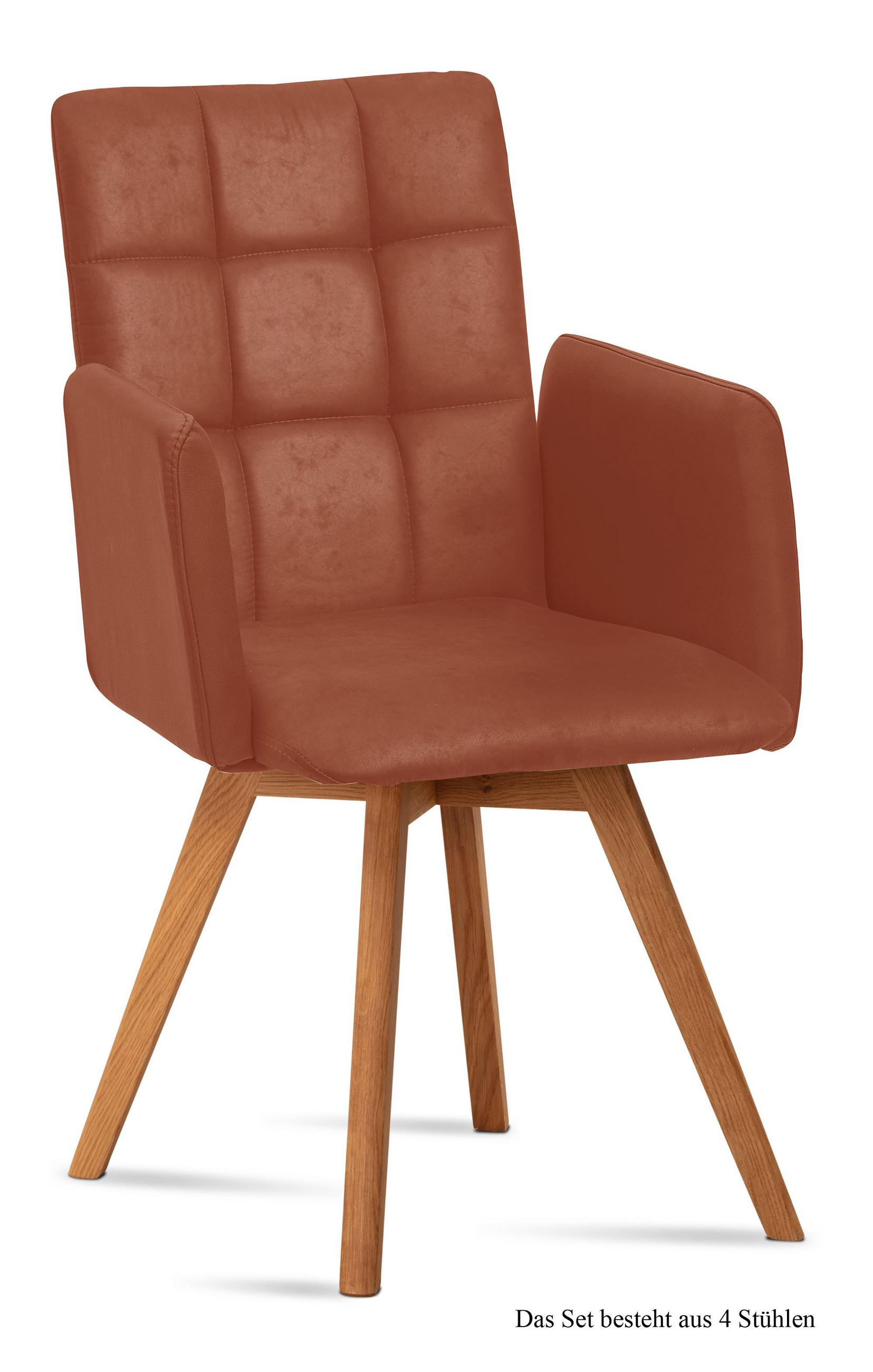 ARMLEHNSTUHL (4er-Set) Dione 52x91x60 Eiche geölt/Cognac - Cognac/Eichefarben, Kunststoff (60/91/52cm) - 58aufmkessel