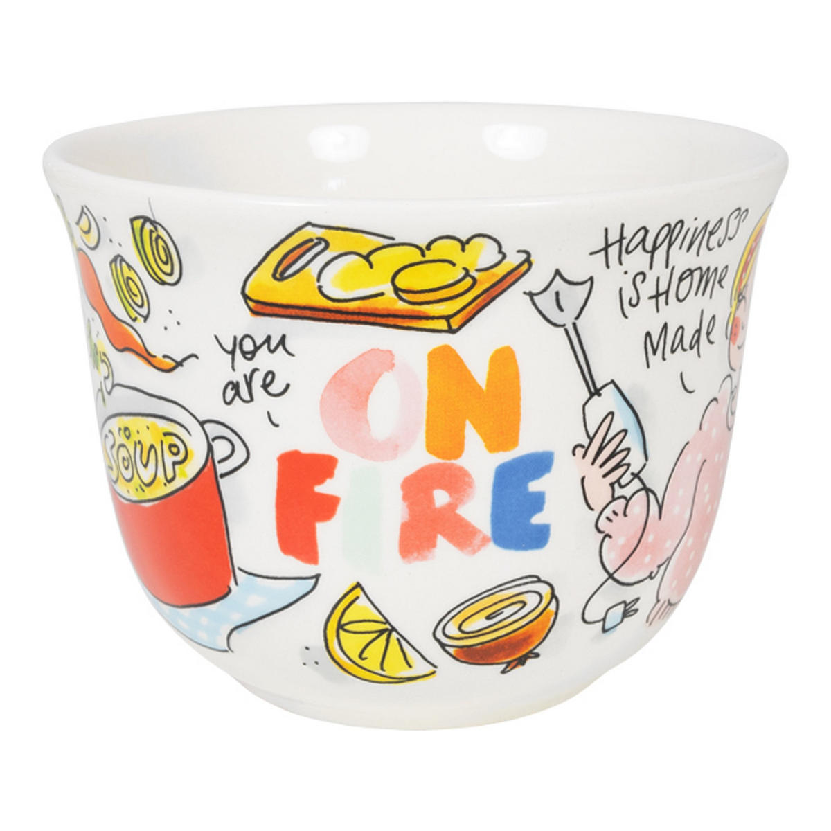 SUPPENSCHALE In Flammen in Bunt - 14cm - Multicolor, Keramik (12.7/16.2/9.7cm) - Blond Amsterdam