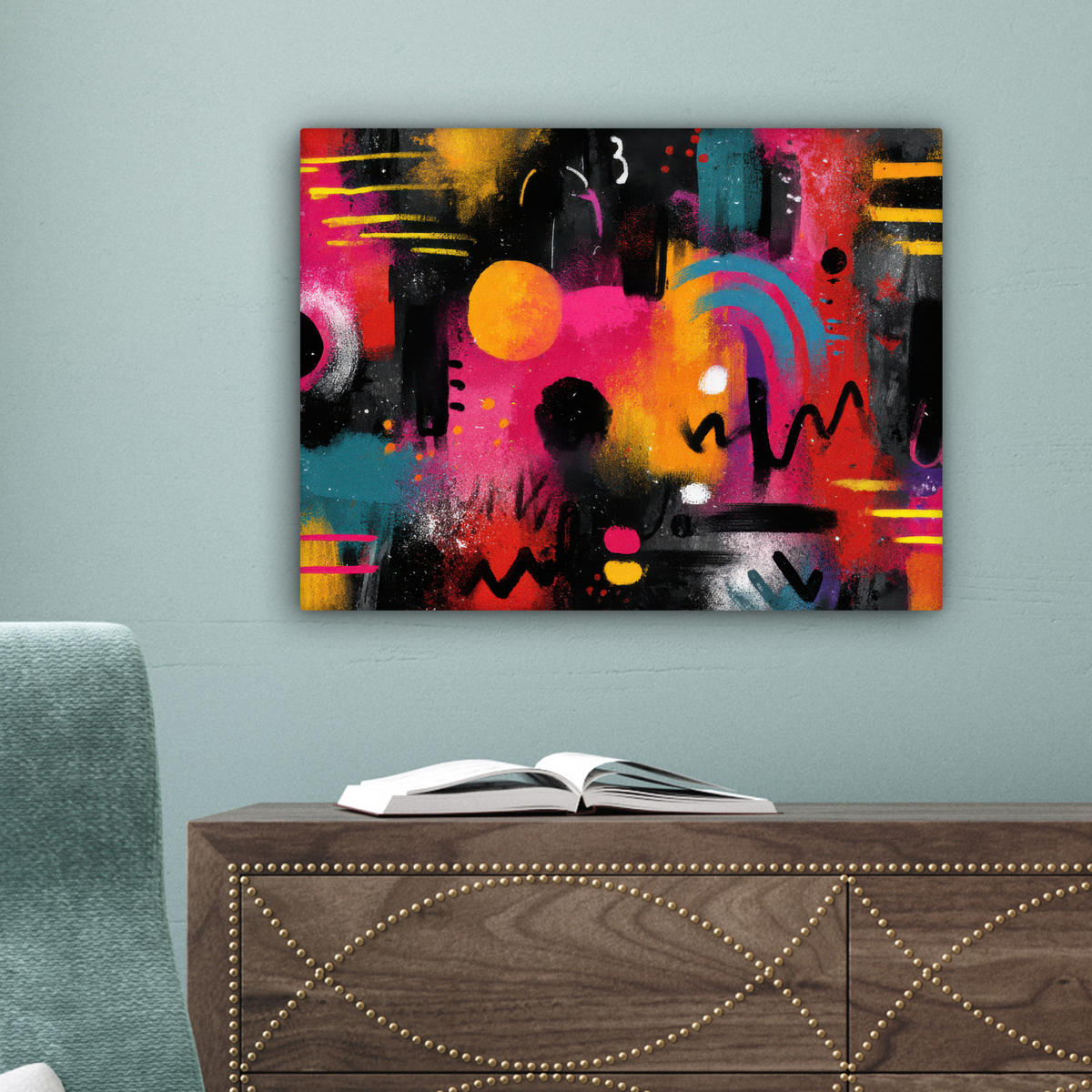 LEINWANDBILD Farbflächen - Formen - Bunt - Abstrakt Wandbild 40x30 cm - Pink, Textil (40/30cm) - MuchoWow