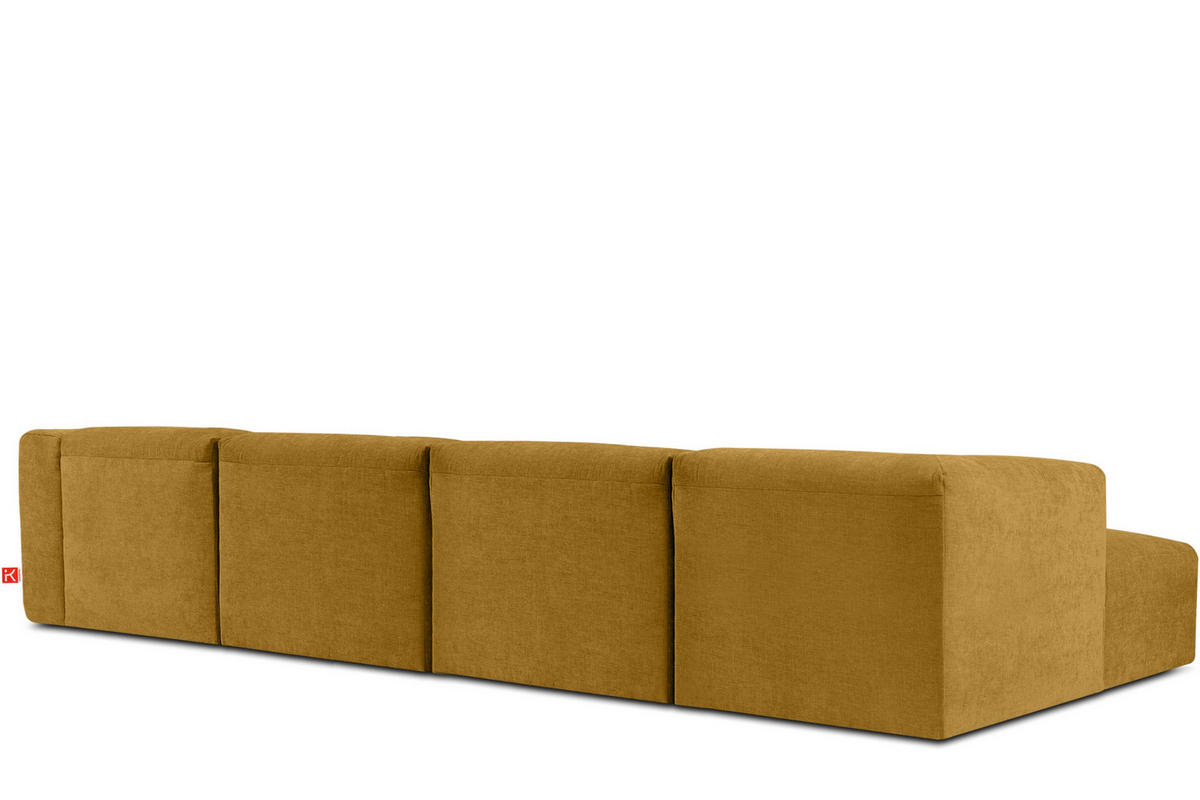 ECKMODULSOFA-LINKS BUFFO 6-Sitzer mit extrem weicher Sitzfläche, Gewebestoff, Honig - Gelb, Textil (377/180cm) - KONSIMO®