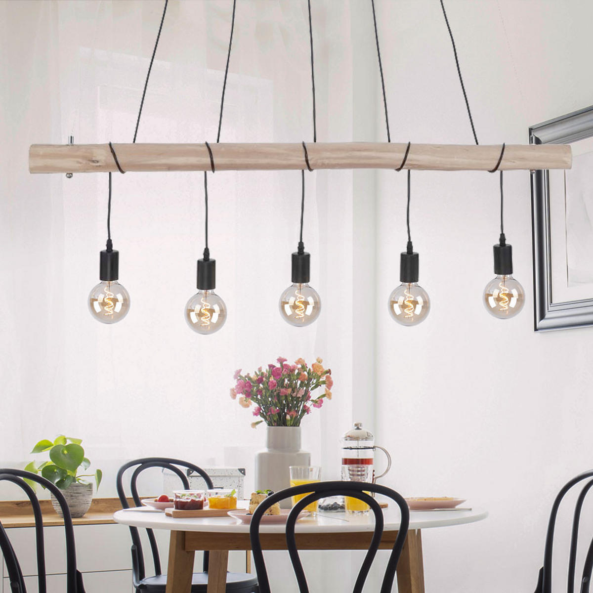 LED HÄNGELEUCHTE Holzbalken Schwarz - Schwarz, Holz (120/8/120cm)