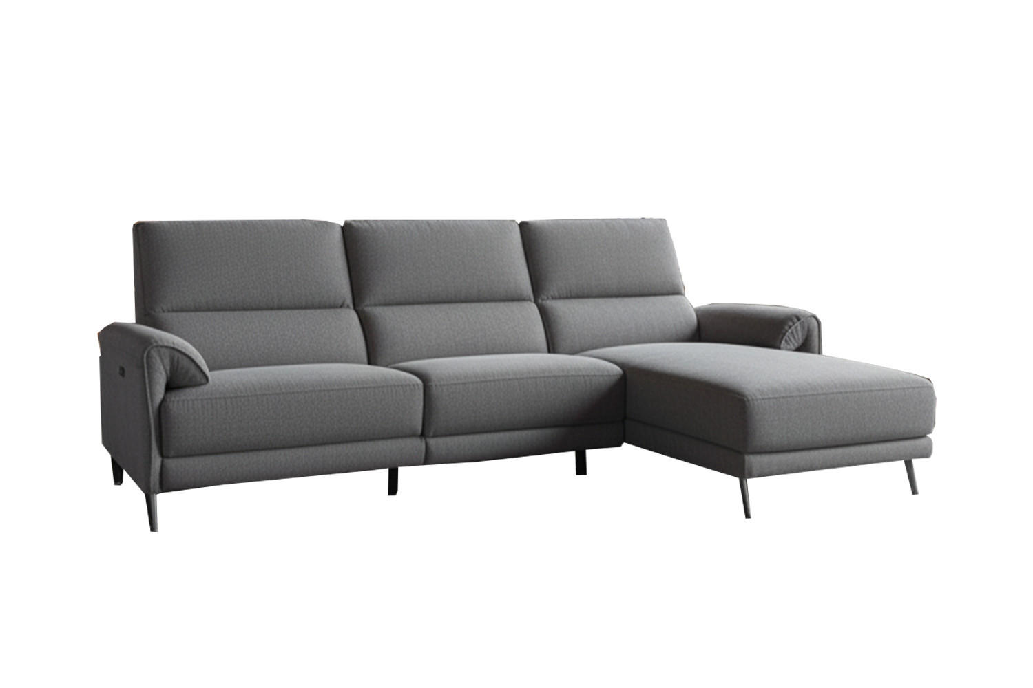 ECKSOFA ADRIANA Anthrazit Flachgewebe Relaxfunktion - Anthrazit/Schwarz, Textil/Metall (280/163cm) - KAWOLA