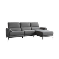 ECKSOFA ADRIANA Anthrazit Flachgewebe Relaxfunktion - Anthrazit/Schwarz, Textil/Metall (280/163cm) - KAWOLA