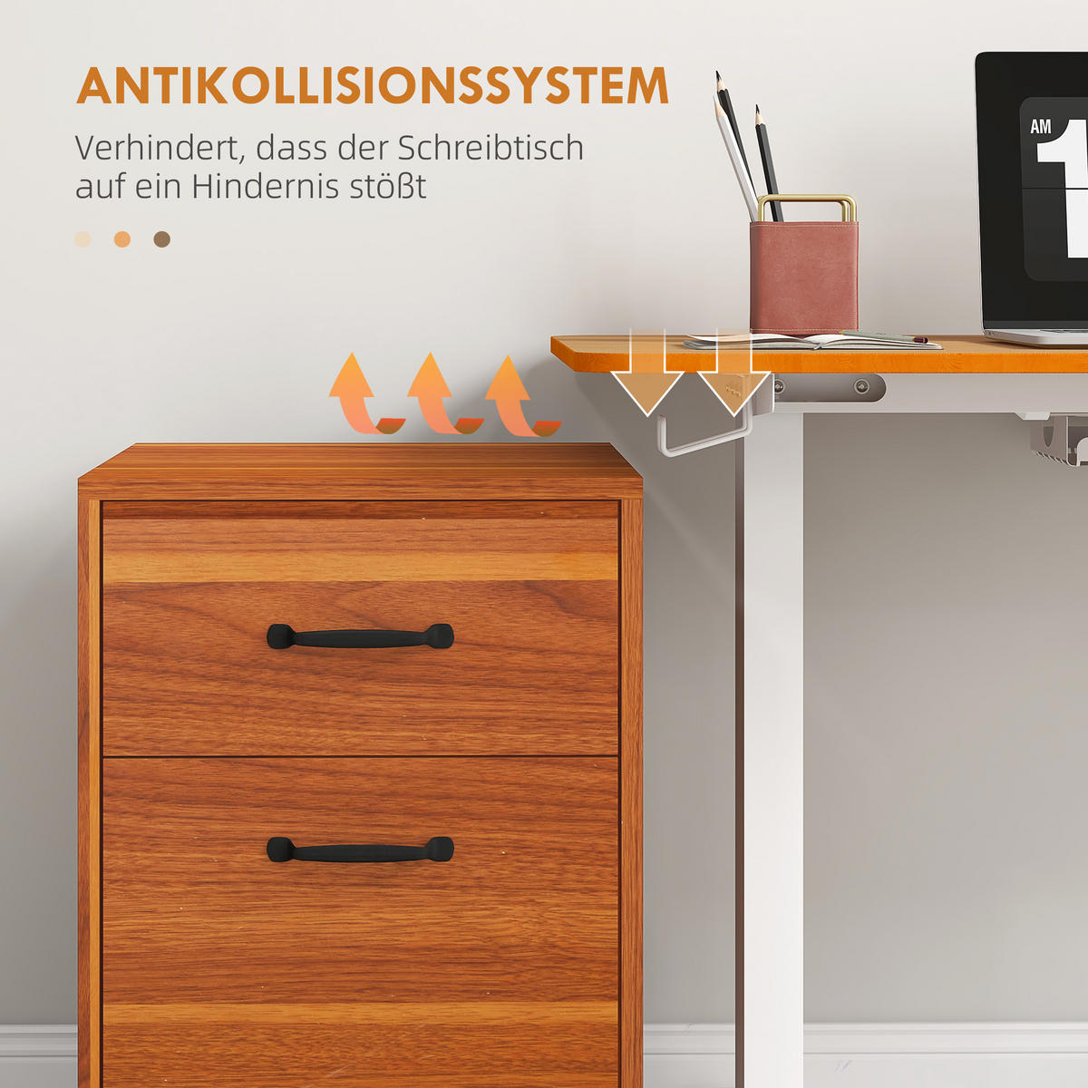 HÖHENVERSTELLBARER Schreibtisch, Natur - Naturfarben, Kunststoff (120/60/116cm) - Vinsetto