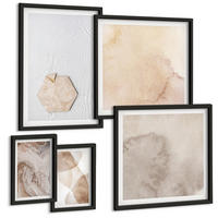 BILDER SET 5er Set - 50x50 cm & 20x30 cm & 40x60 cm Schwarzer Rahmen - Designabstraktion, Naturinspiration - Schwarz, Kunststoff (40/60cm) - TULUP