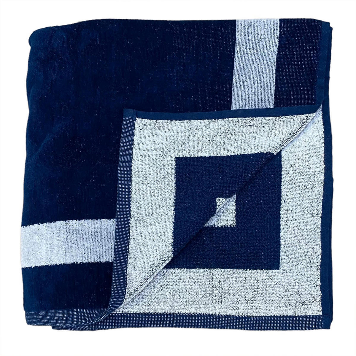 STRANDTUCH Frottee Velours Jacquard Madison 140x180 400g/m² - Blau, Textil (140/180cm) - LE COMPTOIR DE LA PLAGE