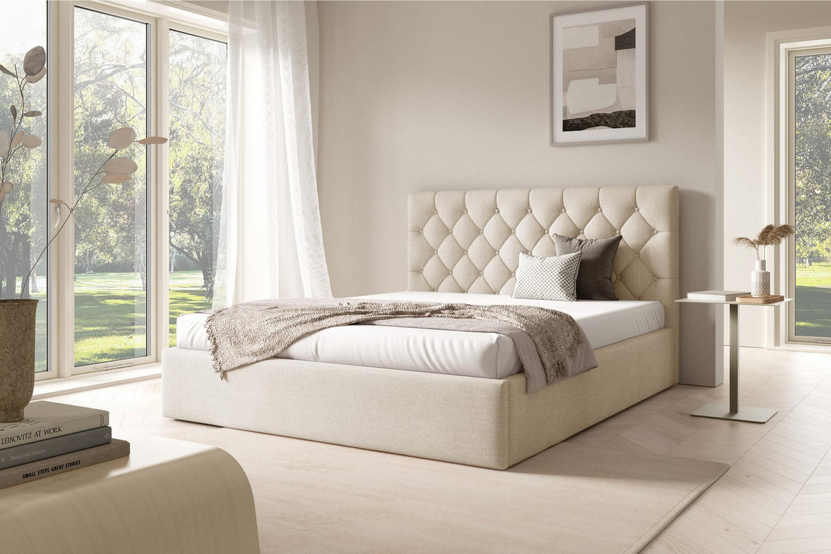 POLSTERBETT BEZA IV - Creme - Creme, Holz/Textil (180/200cm) - AN-Moebel 4u
