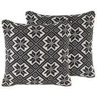 DEKOKISSEN 2er-Set Creme 45/45 cm Beskoz - Creme, Naturmaterialen/Textil (45/45cm) - Beliani