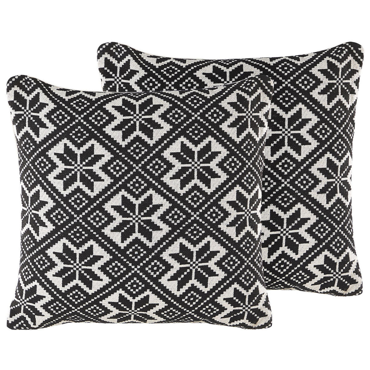 DEKOKISSEN 2er-Set Creme 45/45 cm Beskoz - Creme, Naturmaterialen/Textil (45/45cm) - Beliani