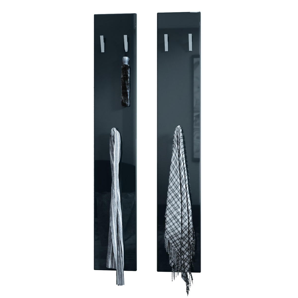 GARDEROBENPANEEL Wandpaneel Schwarz Hochglanz - Schwarz Hochglanz, Holzwerkstoff (24/140/2cm) - Vladon