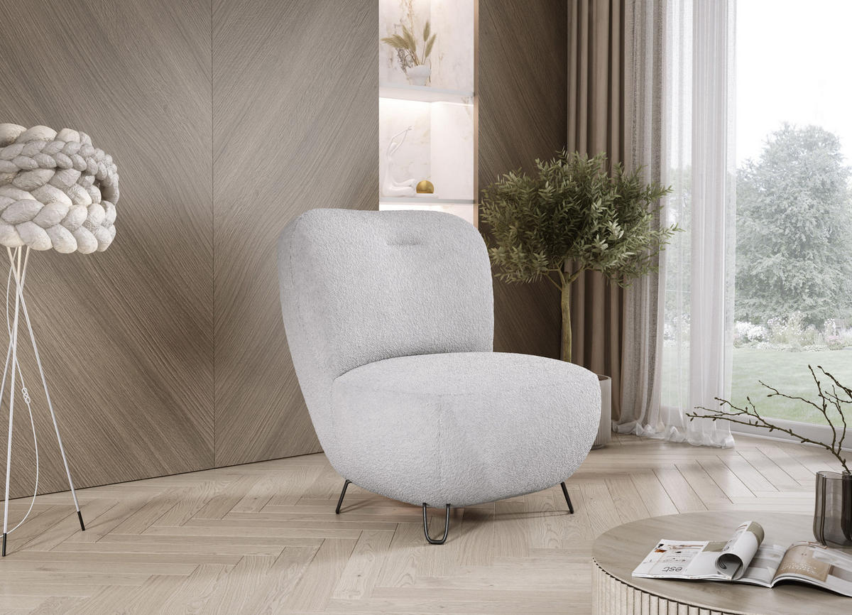 SESSEL LUIS, Skandinavischer Stil – Freistehend, 82×56×82 cm, SILBER - Silberfarben/Schwarz, Holz/Textil (82/82/66cm) - DomoHome