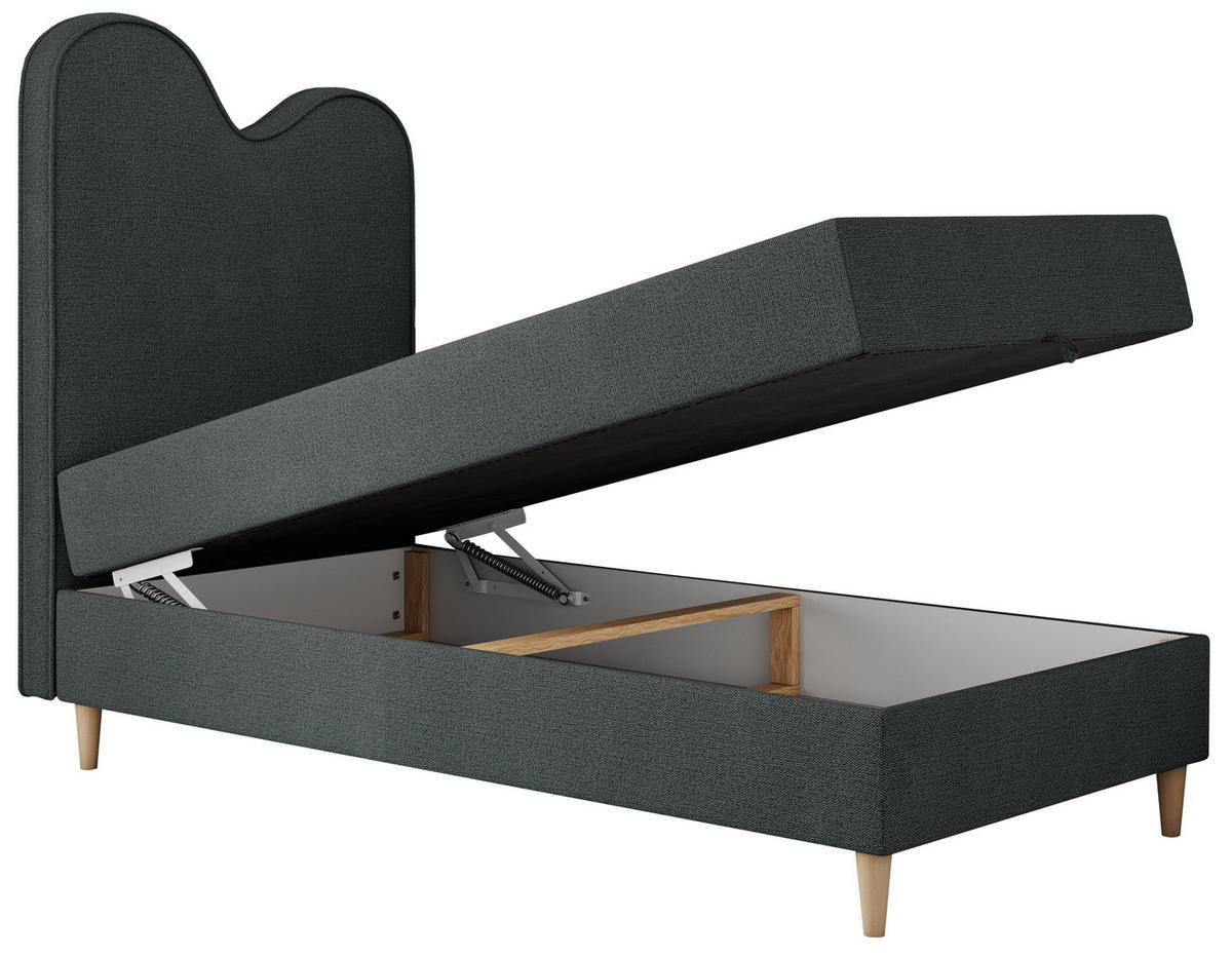 BOXBETT FLOW 90/180 Dunkelgrau Struktur - H3 - Dunkelgrau, Holz/Textil (90/180cm) - MKS