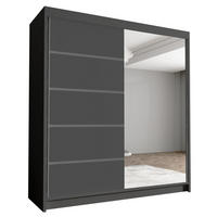 SCHWEBETÜRENSCHRANK Harry III - 180 cm - Schwarz, Holzwerkstoff/Metall (180/215/58cm) - Sofnet