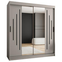 ŠATNÍ skříň s posuvnými dveřmi 200/180/62 2dveřová - černá/kašmírová, dřevo/plast (180/200/62cm)