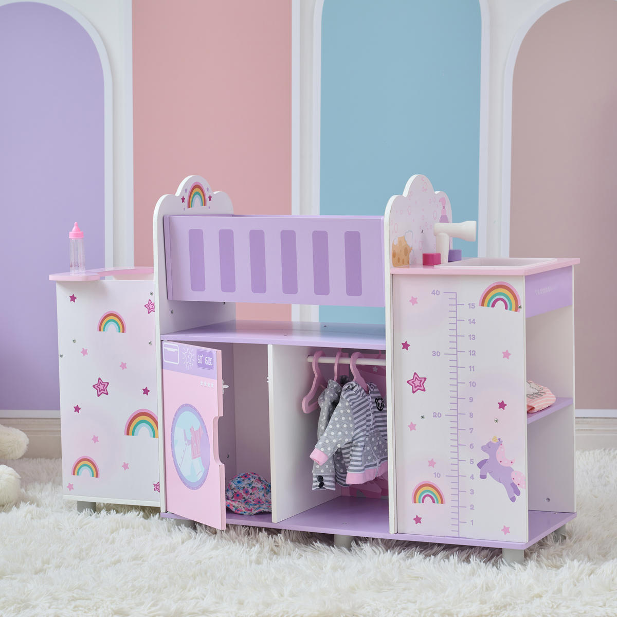 PUPPENPFLEGE Station, 64cm, Lila - Lila, Holz (28/64/93cm) - Teamson Kids