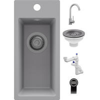 GRANITSPÜLE - Riga, 3-er set Alles Grau 23/50 cm, 1 Becken + Küchenarmatur 32/20 cm + Ablauf-Set ab 25er Unterschrank - Grau, Kunststoff (23/200/500cm) - Primagran