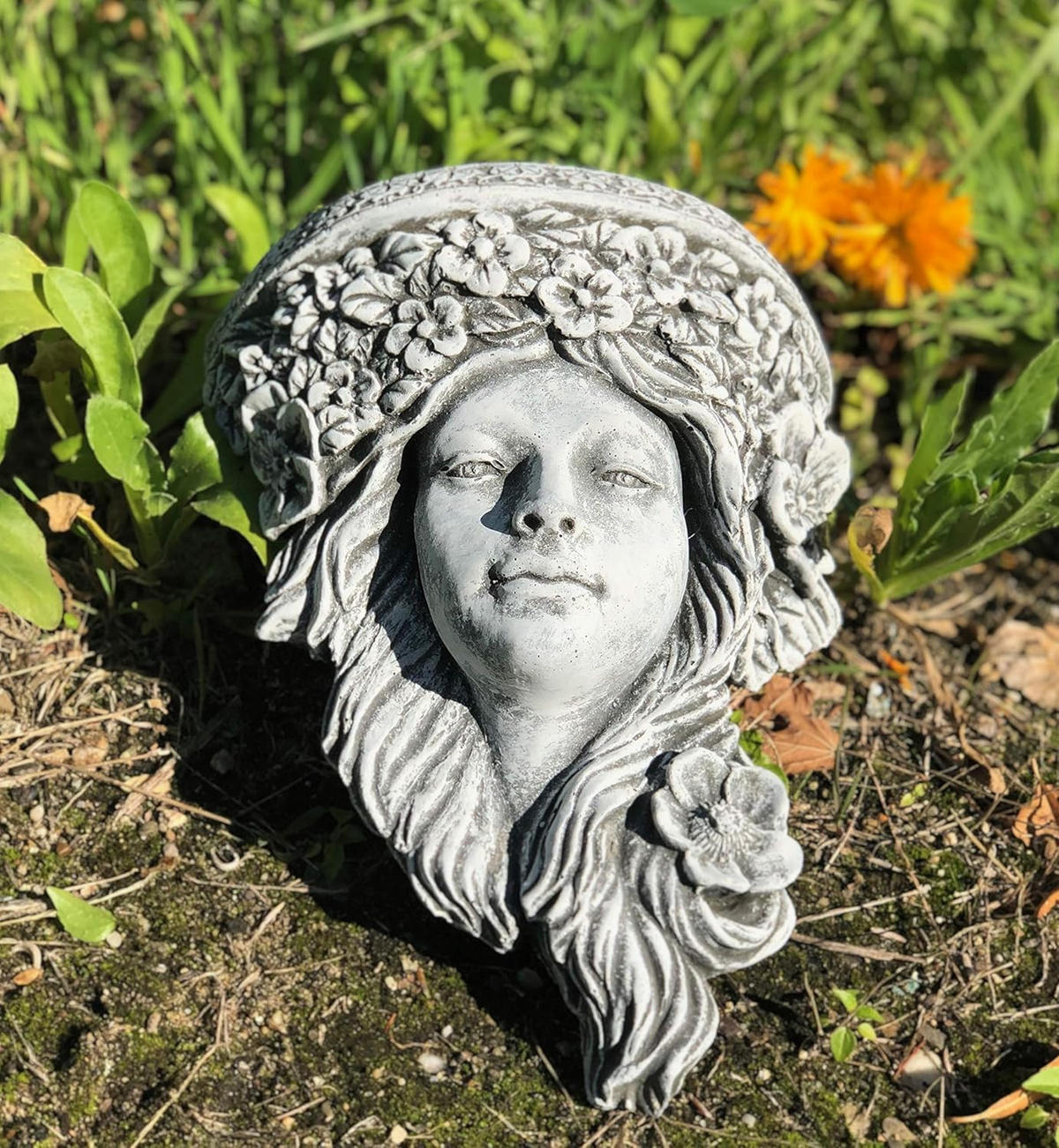 STEINFIGUR Wandkonsole Wandrelief Waldfee Fee frostfest wetterfest Steinguss Gartenfigur - Grau, Stein (18/9/24cm) - stoneandstyle