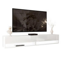 HÄNGESCHRANK TV-Möbel CALANTE 180 cm mit LED-Beleuchtung - Weiß Hochglanz, Holzwerkstoff (180/30/35cm) - Lookway
