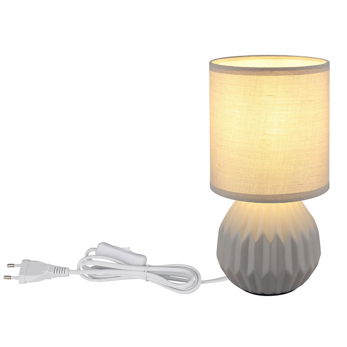 TISCHLEUCHTE SYLAS Grau Keramik Textil - Grau, Textil (12/12/23cm) - Globo Lighting