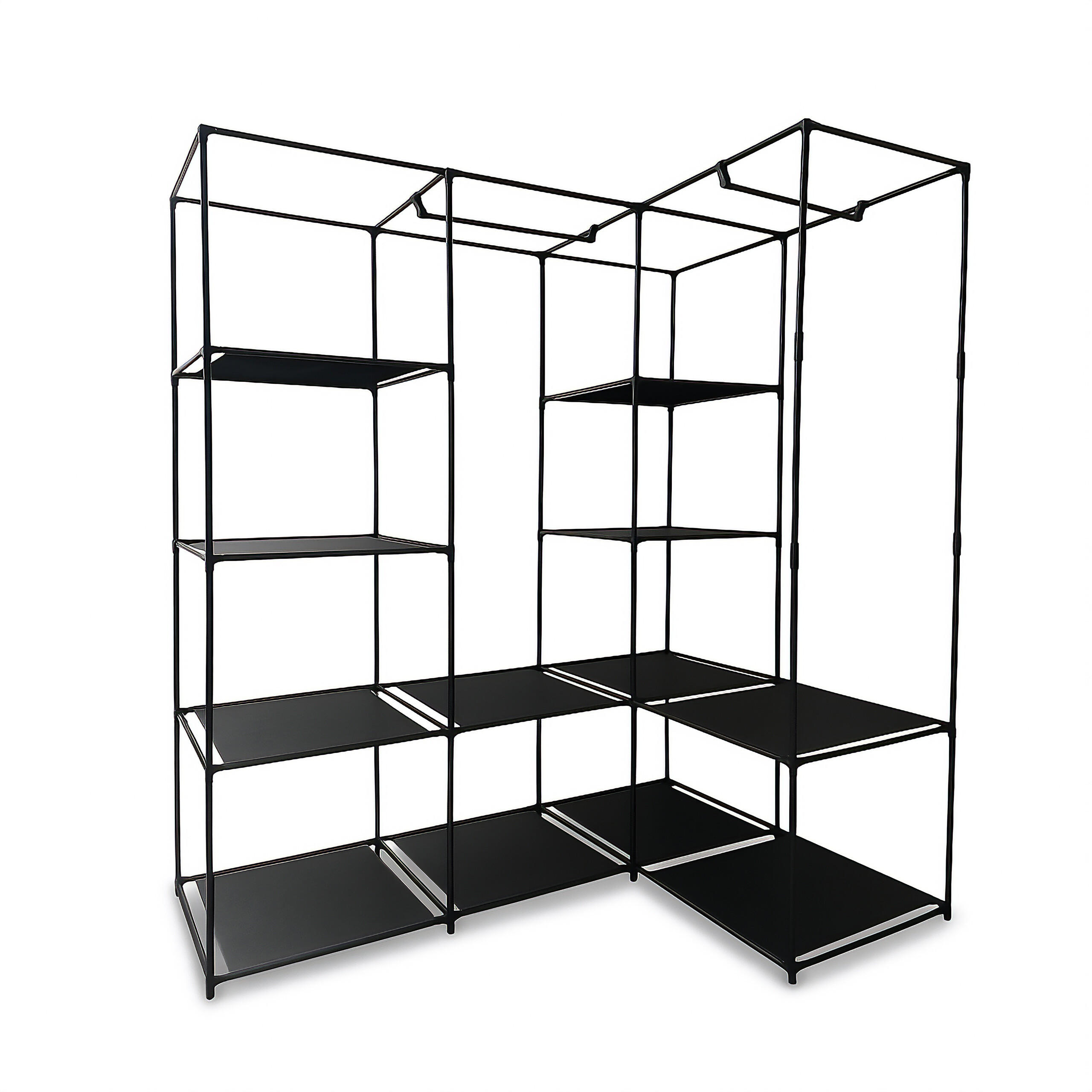 ECKSCHRANK - Schwarz, Kunststoff/Textil (130/170/86cm) - Relaxdays