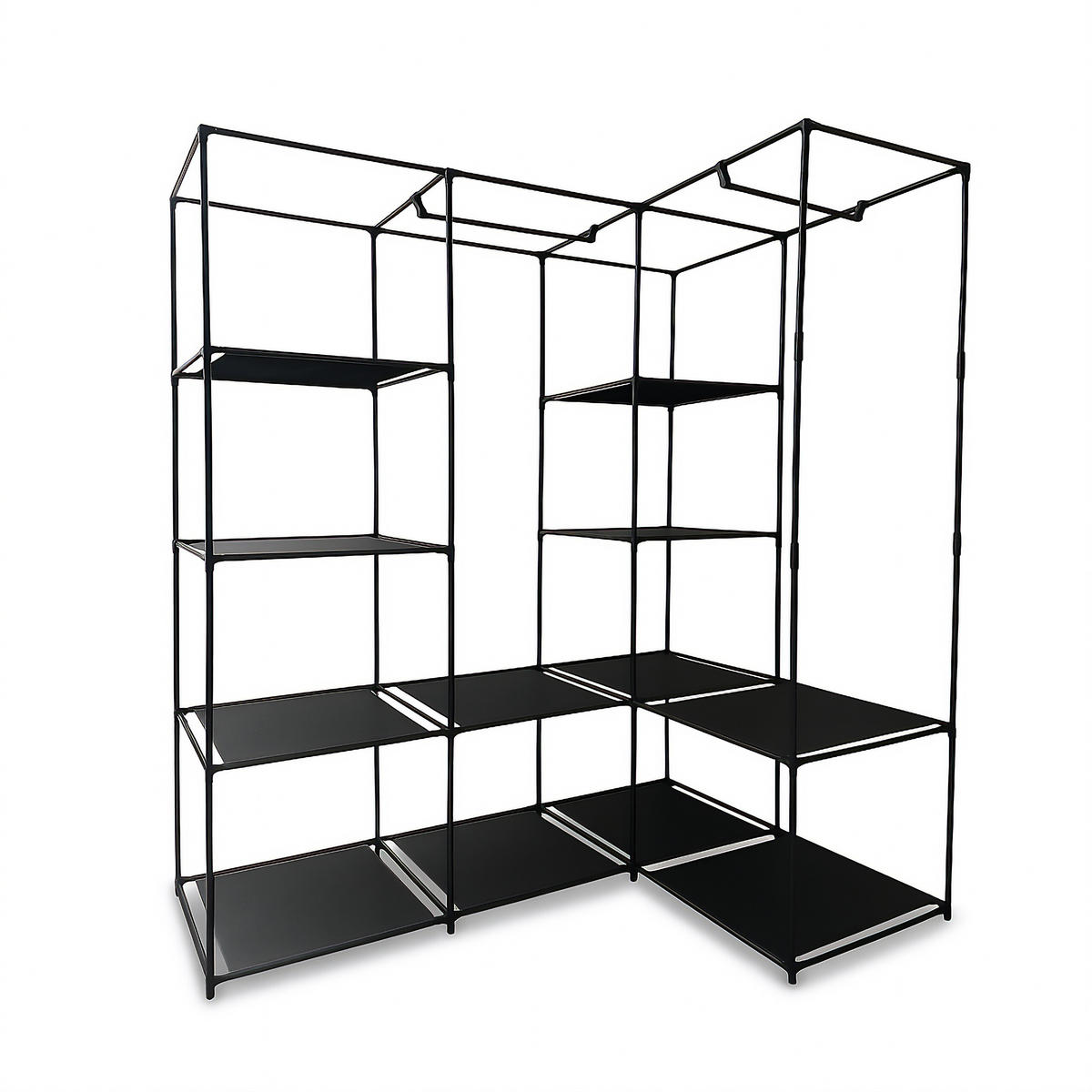 ECKSCHRANK - Schwarz, Kunststoff/Textil (130/170/86cm) - Relaxdays
