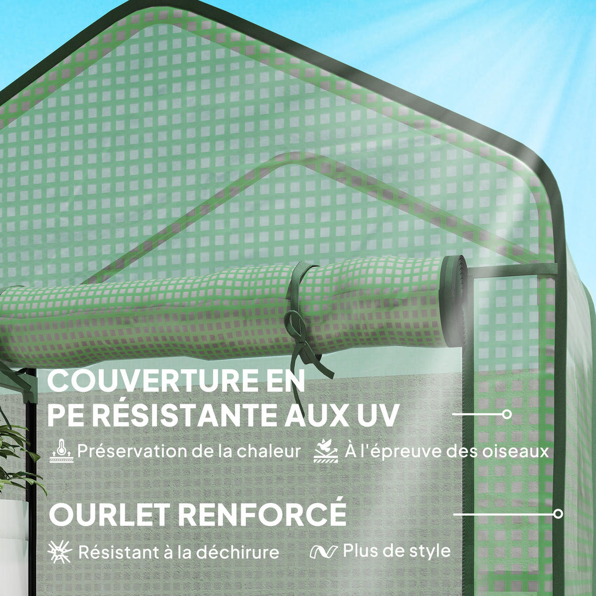 GEWÄCHSHAUS DE-11946 mit 5 Etagen & Rolltür Transparent - Grün, Metall (49/193/90cm) - ComfortXL