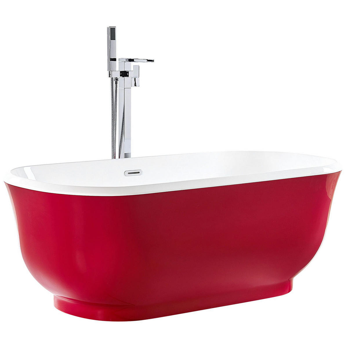 BADEWANNE FREISTEHEND 77x170x61 cm rot Tesoro - Rot, Kunststoff (77/61/170cm) - Beliani