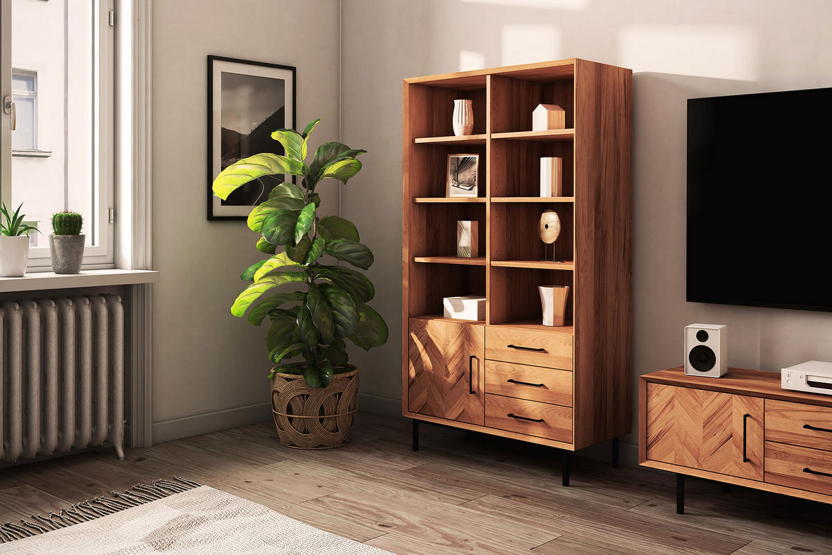 BÜCHERREGAL LEON 97x45 Kernbuche - Kernbuche, Holz (97/176/45cm) - byoak