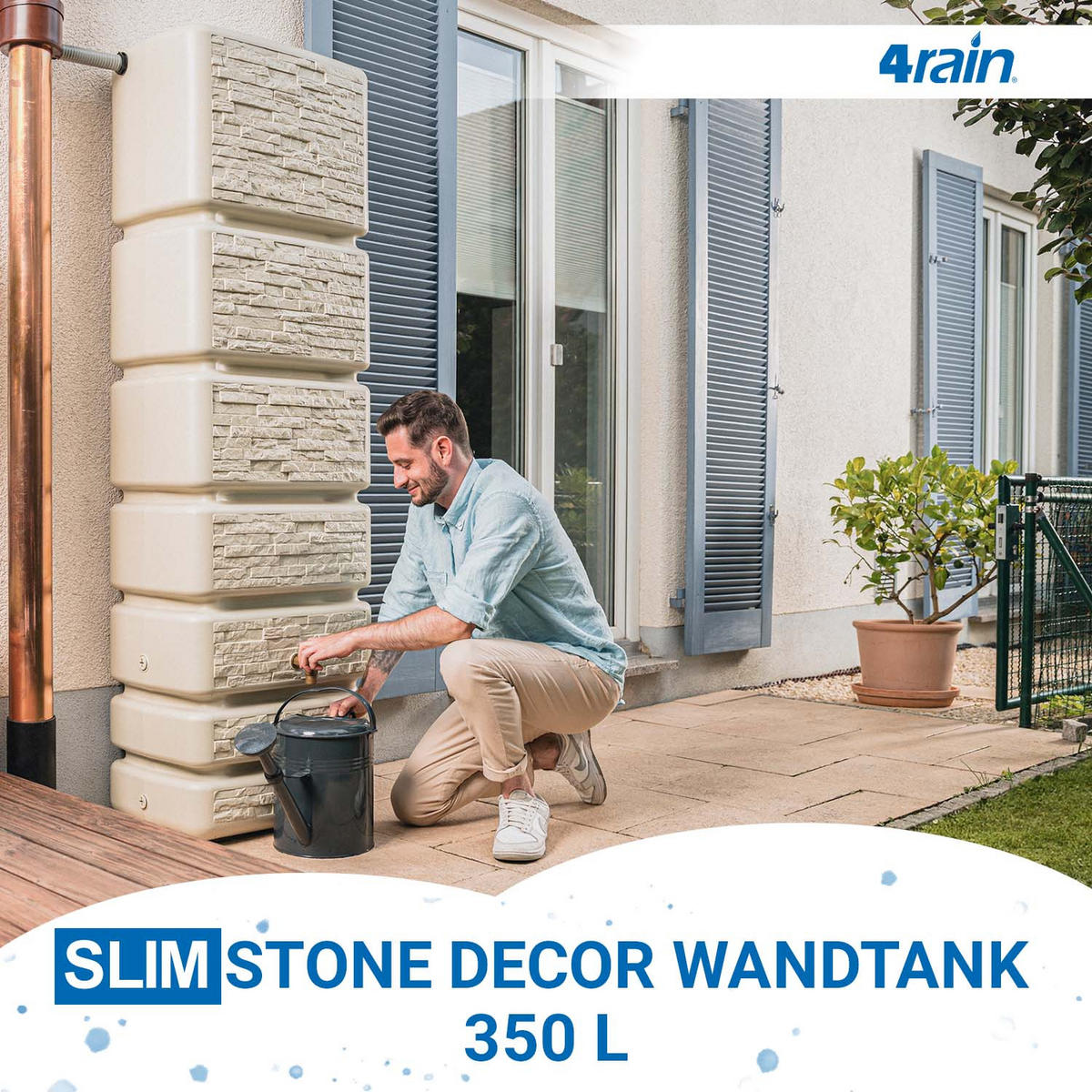 WANDTANK 350 L, sandbeige - Beige, Kunststoff (39/184/60cm) - 4rain