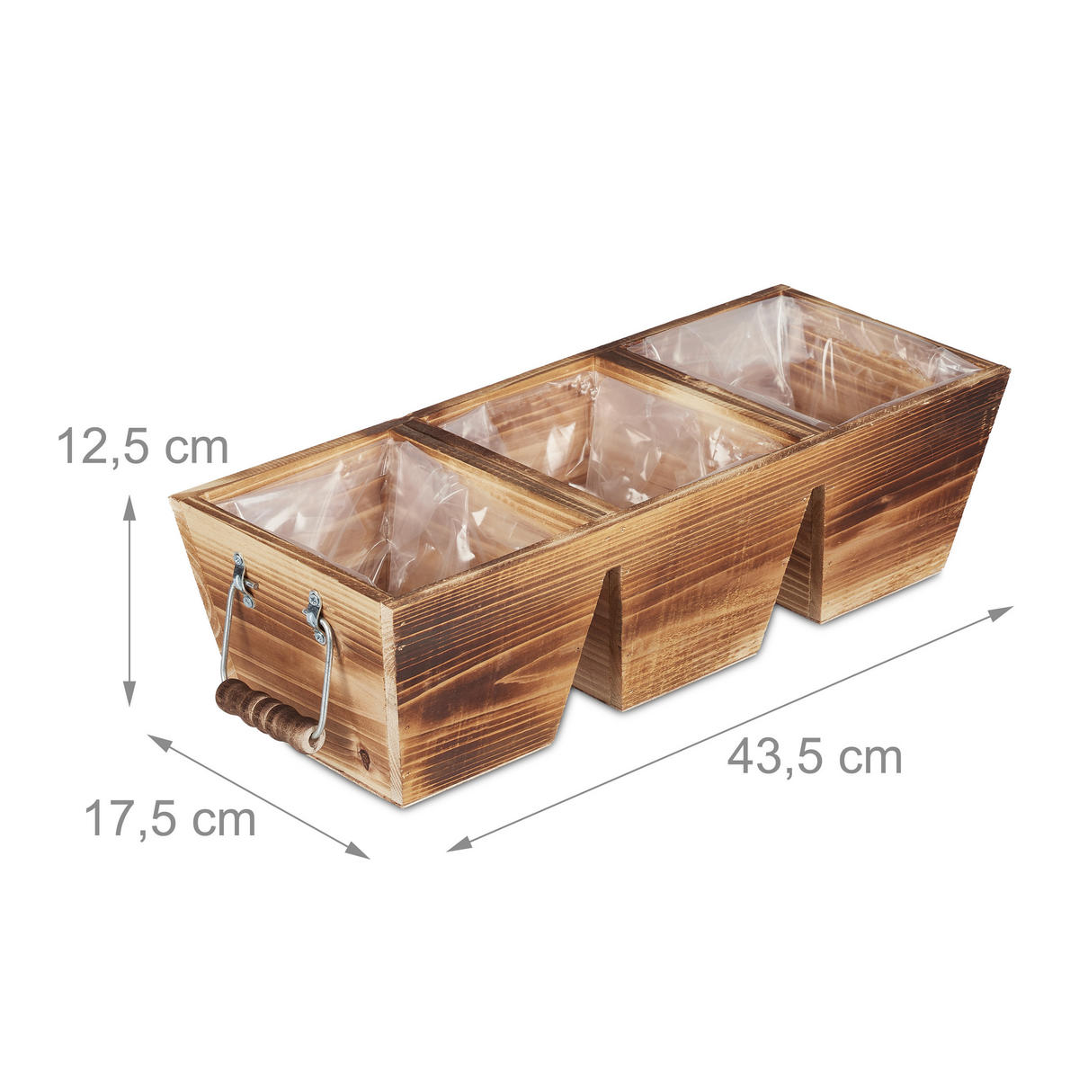 BLUMENKASTEN - Braun, Holz/Kunststoff (43.5/12.5/17.5cm) - Relaxdays