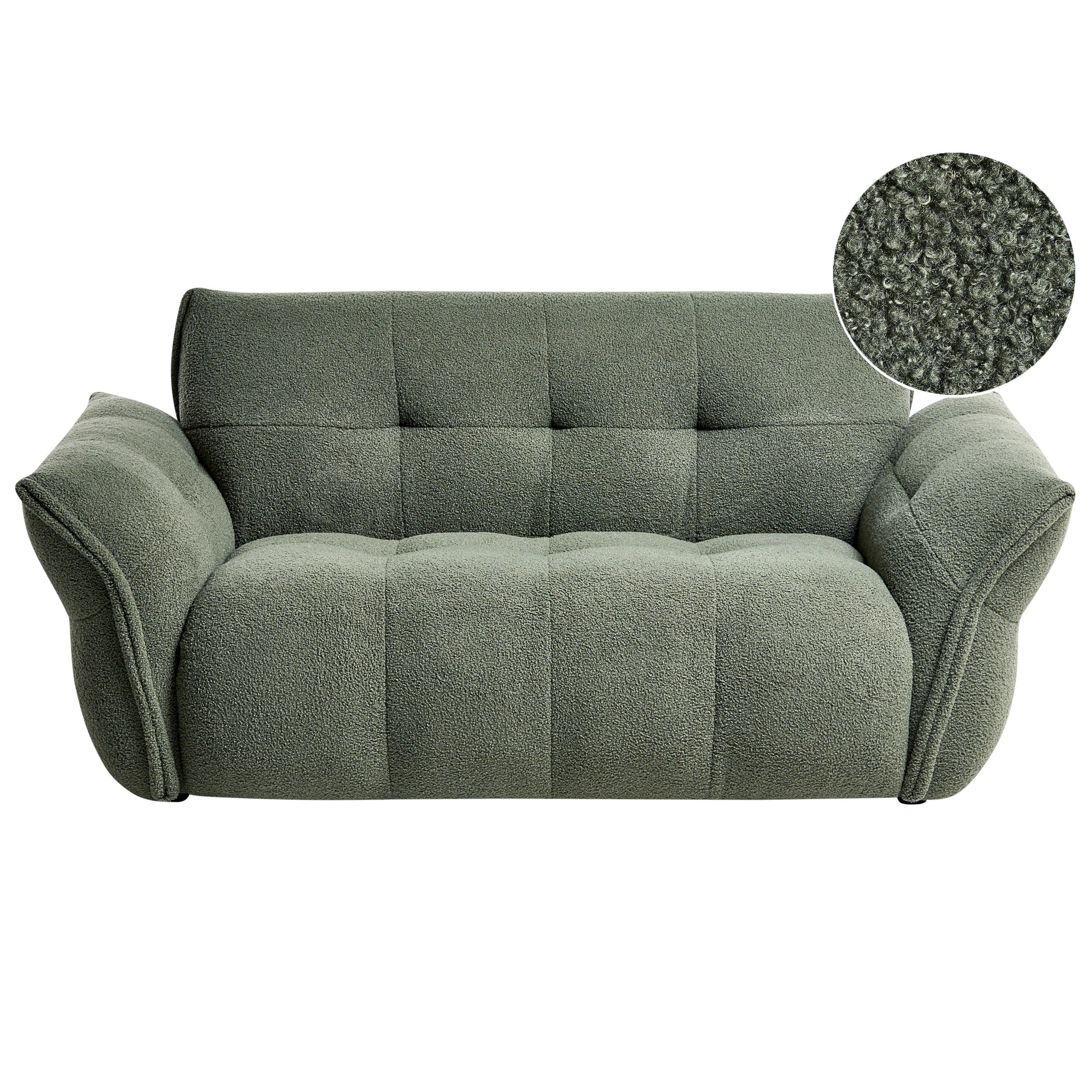 POHOVKA 2-místná Bouclé Zelená Halba - zelená barva, textil (174/80/85cm) - Beliani