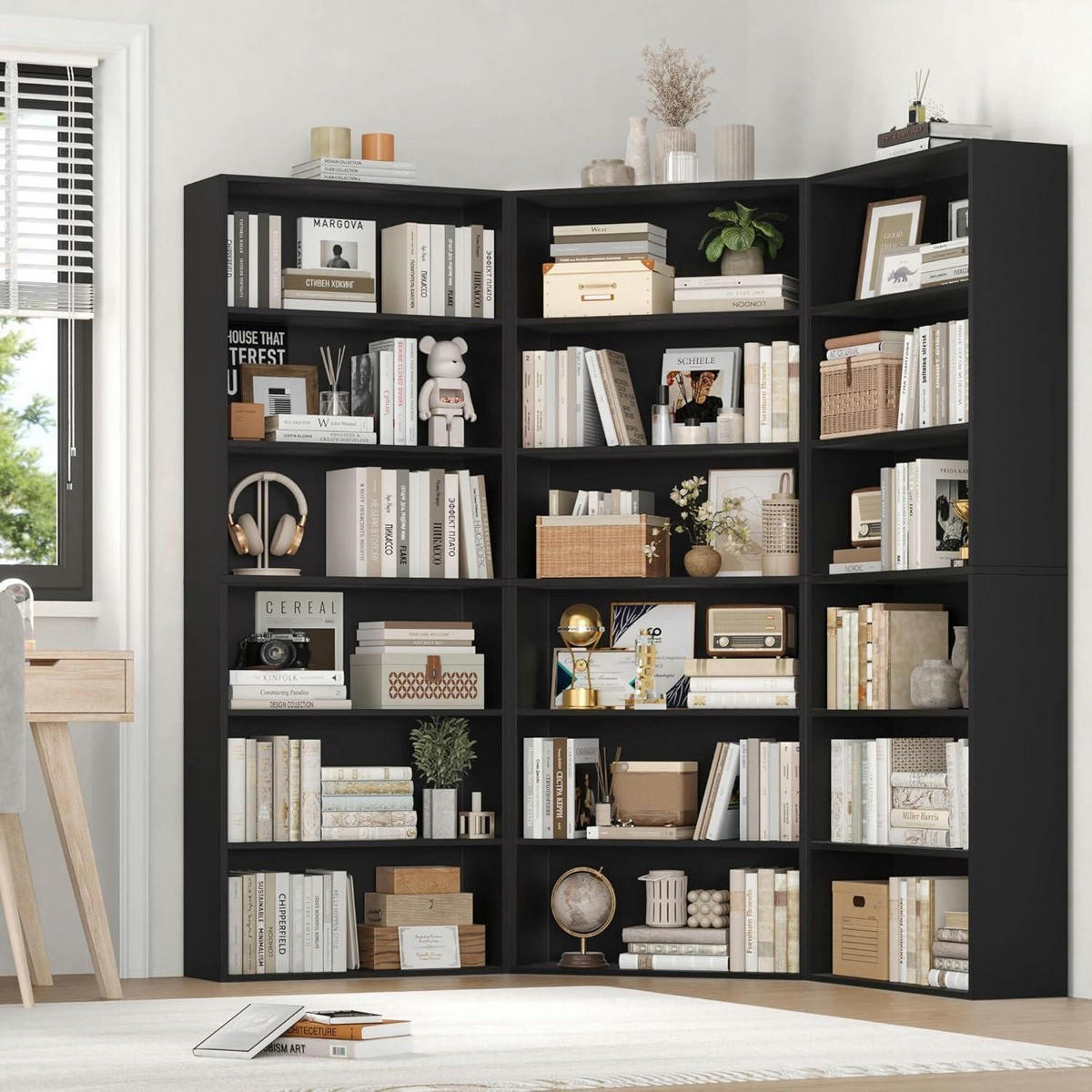 BÜCHERREGAL Schwarz 180 x 60 x 23,5 cm - Schwarz, Holzwerkstoff (60/180/23.5cm)