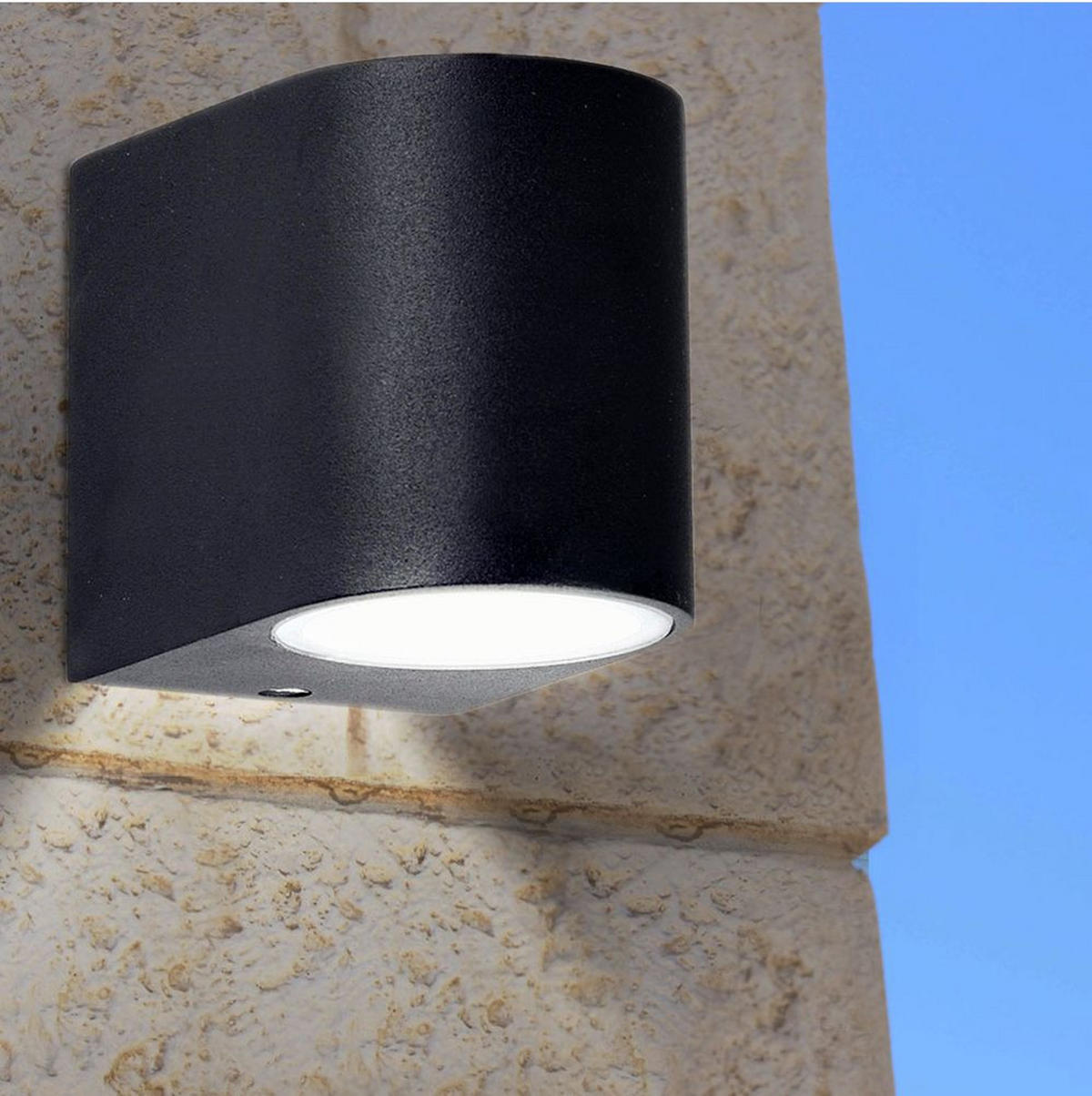 LED AUSSEN-WANDLEUCHTE ALU Schwarz - Schwarz, Glas (7/8/9.4cm)