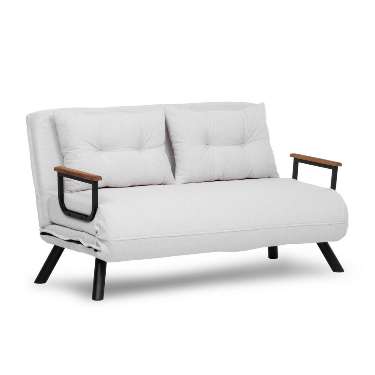 SCHLAFSOFA für 2 Personen mit Stoffbezug und Metallfüßen 133/50/41 cm - Weiß, Metall (50/41/121cm) - Calicosy