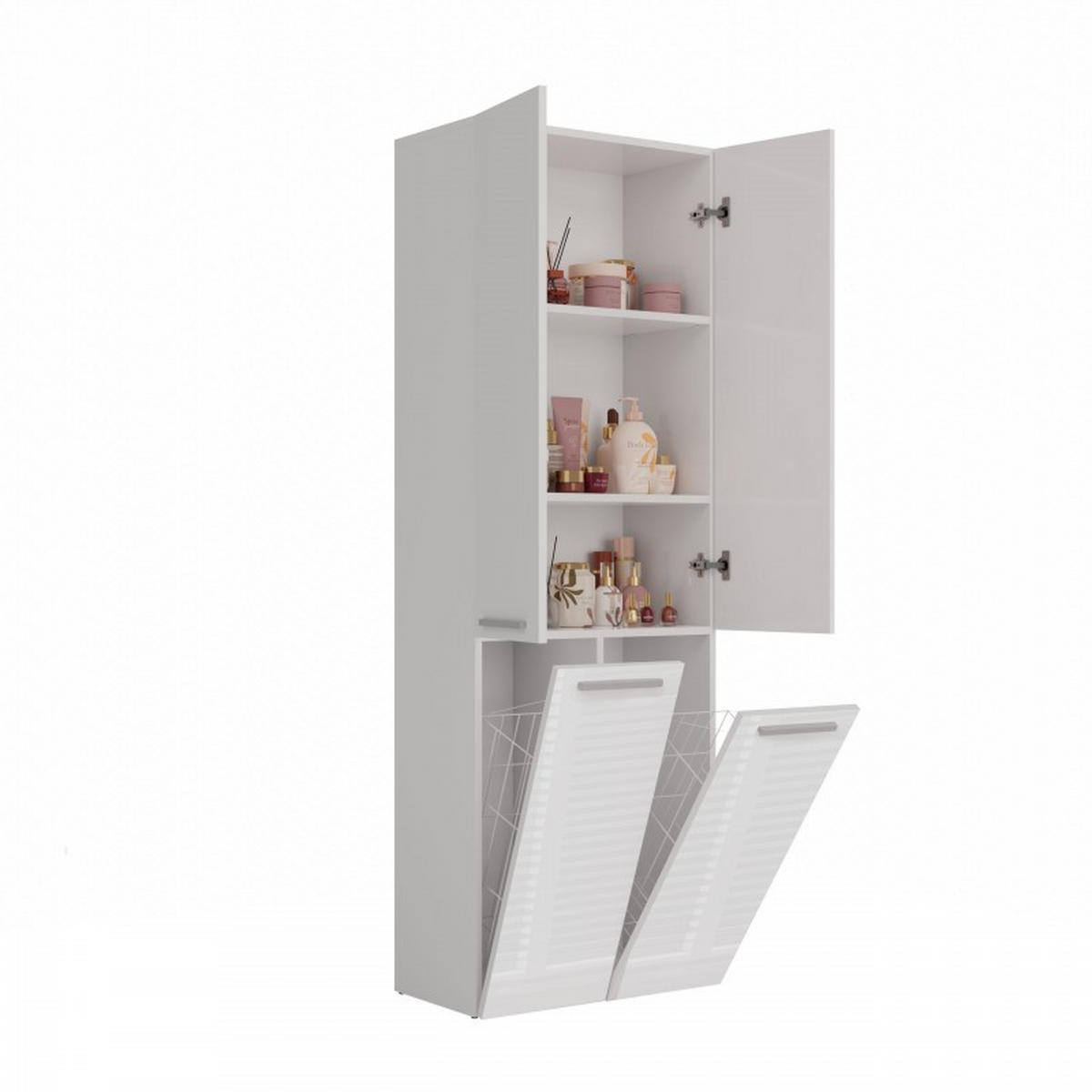 SKRIŇA do kúpeľne - biela, kompozitné drevo (60/174/30cm) - RAUMHIRSCH FURNITURE