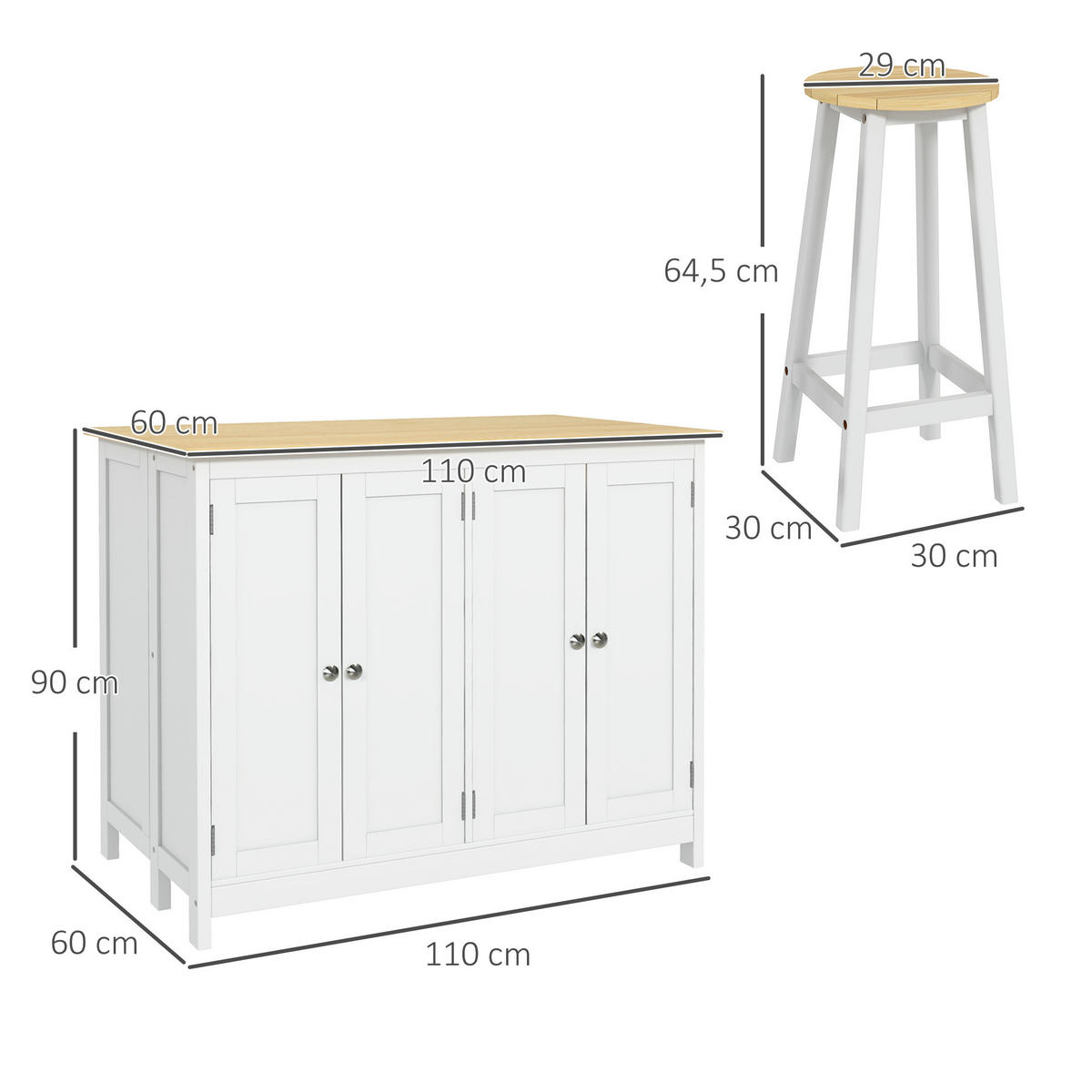 KÜCHENINSEL Weiß 1 Stück - Weiß, Holzwerkstoff (60/90/110cm) - GiPP