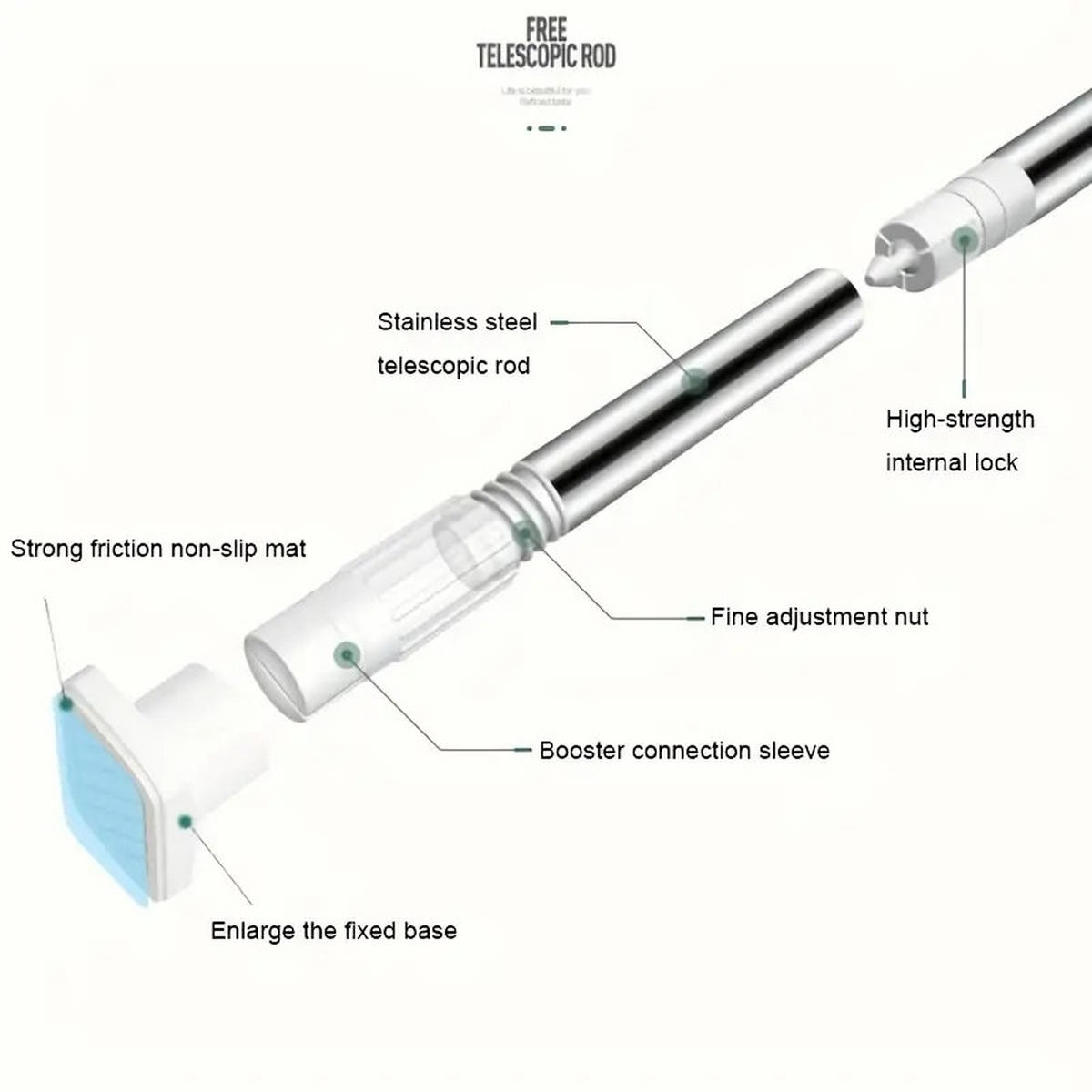 DUSCHVORHANG 50-80 cm Stange Schwarz einfach zu installieren - Schwarz, Metall (2.5/50cm) - MCBOSON