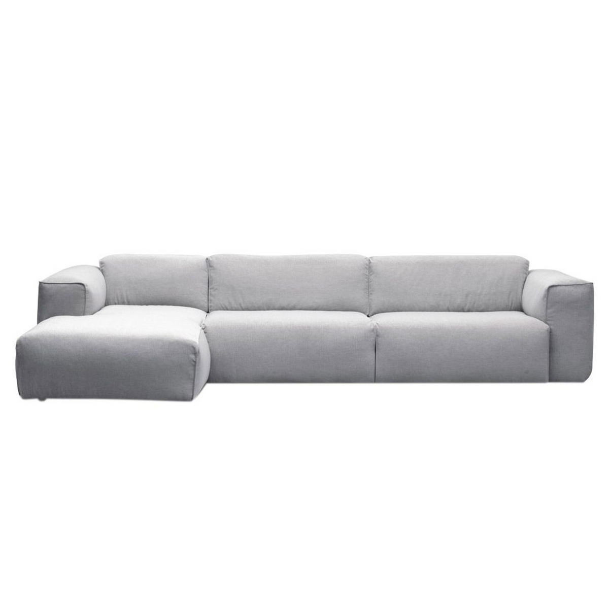 3-SITZER ECKSOFA mit Longchair - Hellgrau/Schwarz, Kunststoff/Textil (317/173cm) - home24