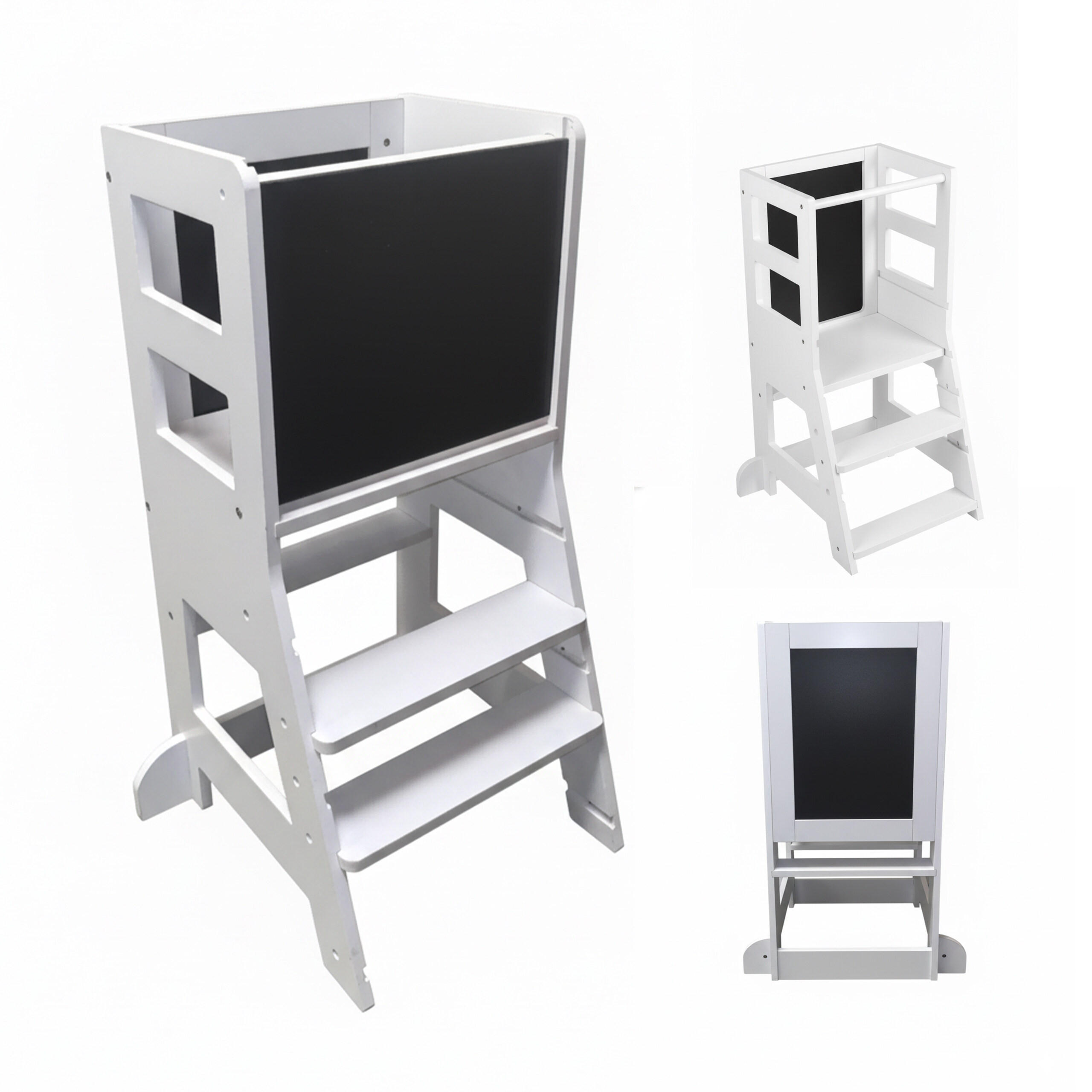 LERNTURM Weiß höhenverstellbar mit Kreidetafel - Weiß, Holzwerkstoff/Kunststoff (44/86/40cm) - Relaxdays