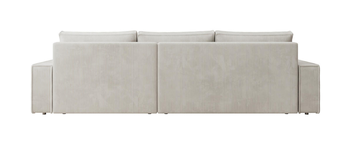 ECKSOFA Alice mit Bettkasten und Schlaffunktion, Cordstoff in L-Form - Creme, Textil (289/184cm)