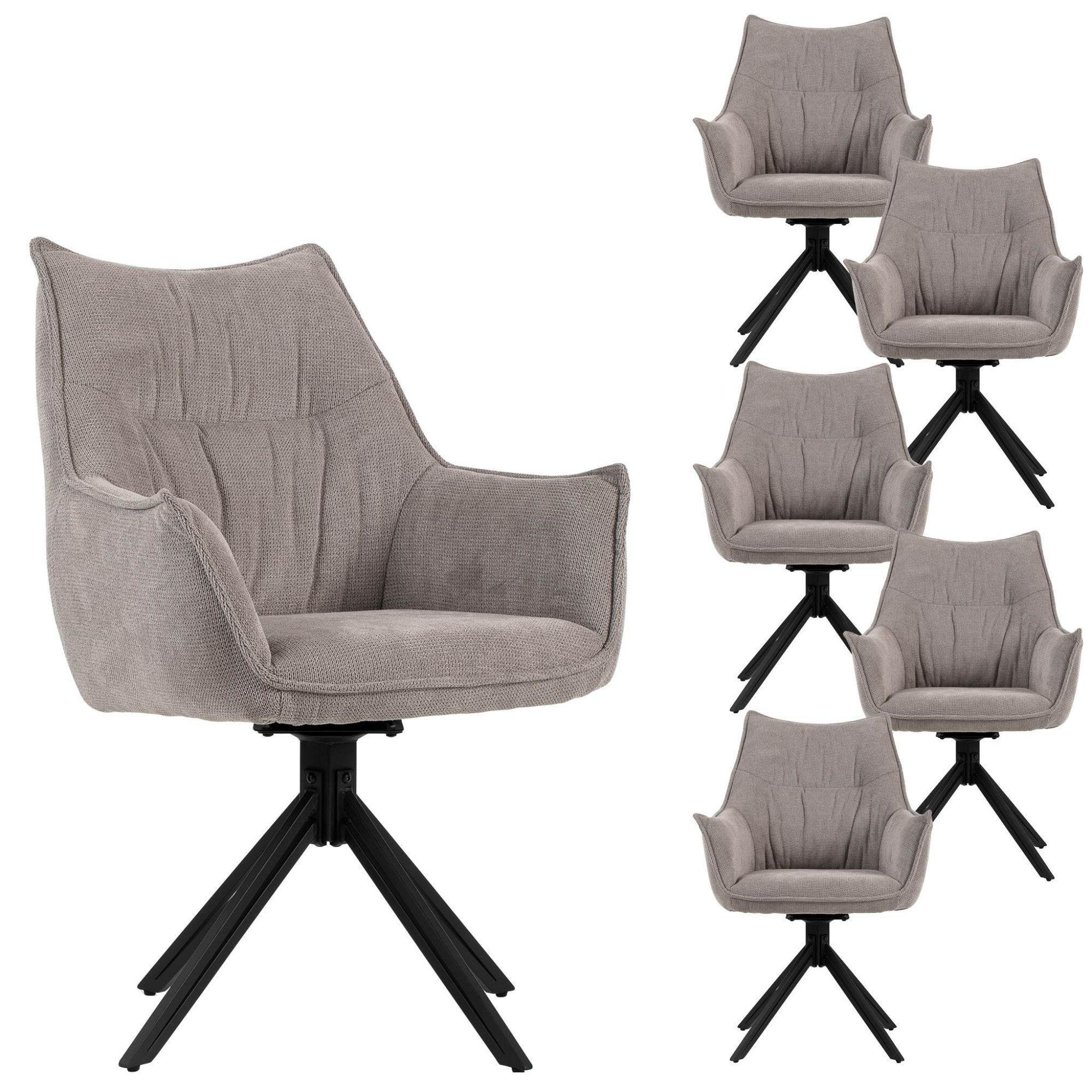 ESSZIMMERSTUHL Ginosa drehbar 6er-Set - Beige/Hellgrau, Textil/Metall (62/90/66cm) - Mr. Deko