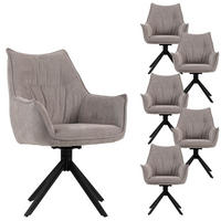 ESSZIMMERSTUHL Ginosa drehbar 6er-Set - Beige/Hellgrau, Textil/Metall (62/90/66cm) - Mr. Deko