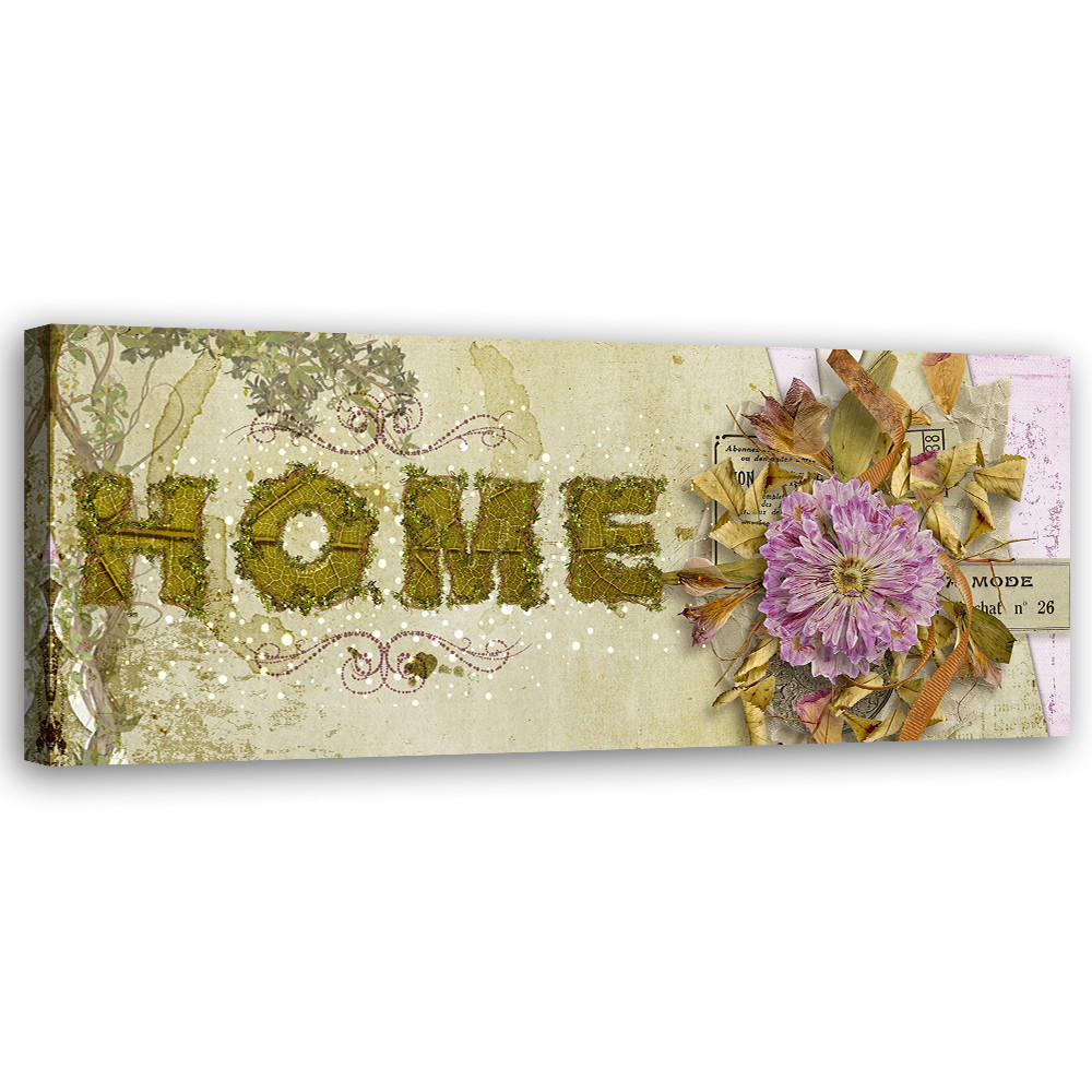 WANDBILD beschriftung im vintage stil - Grün, Textil (90/30cm) - Feeby