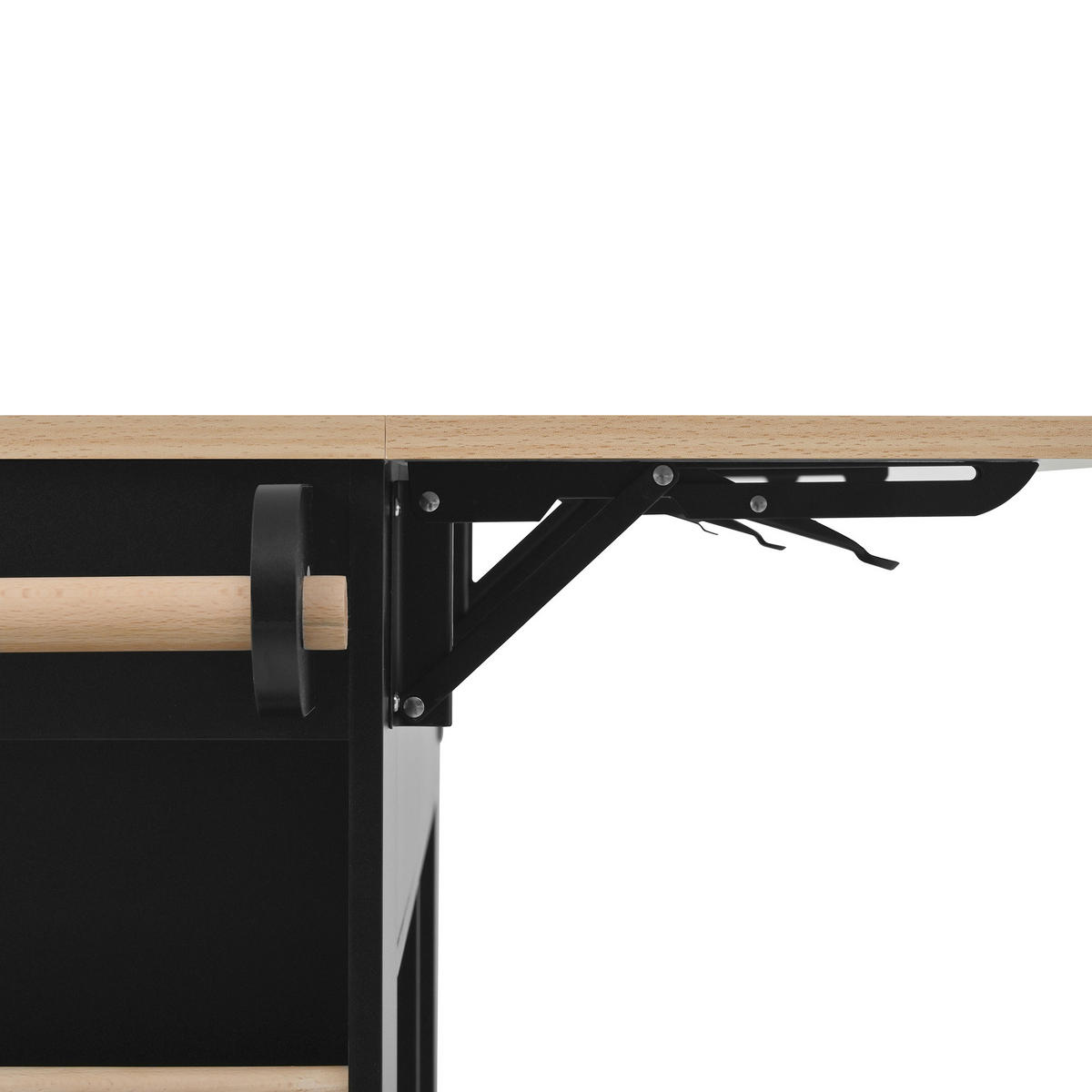 KÜCHENINSEL 120x70x91.5cm Schwarz mit Ausziehplatte & Rollen - Schwarz, Holzwerkstoff (120/91.5/70cm) - Modfu